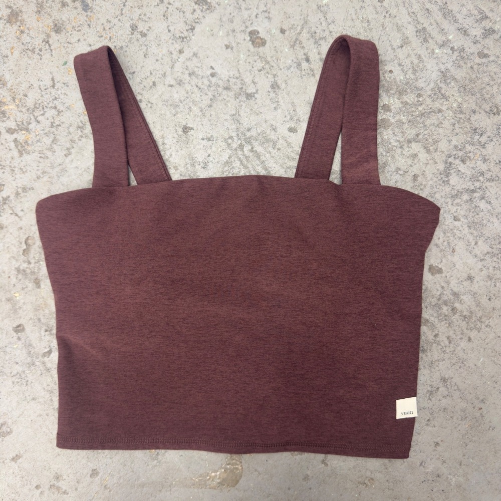 Vuori Elevation Square Neck Tank Cascara Heather VW1080 Medium Built-in Bra